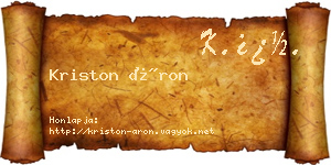 Kriston Áron névjegykártya
